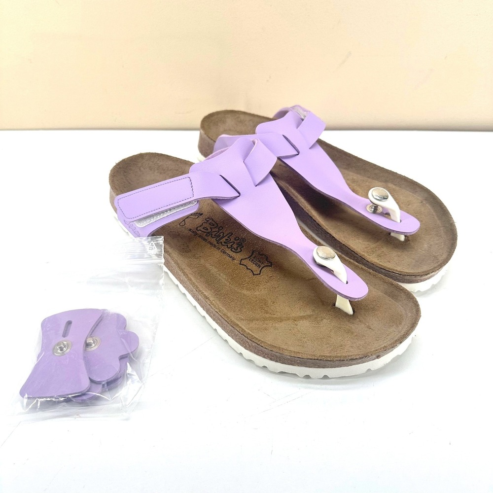Birkenstock Gizeh Sandals Womens 9 Purple Leather Birki's Thong T-Strap NWOB